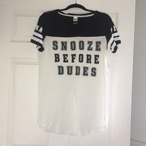 Black and White Tshirt Sleep Nightgown Pink